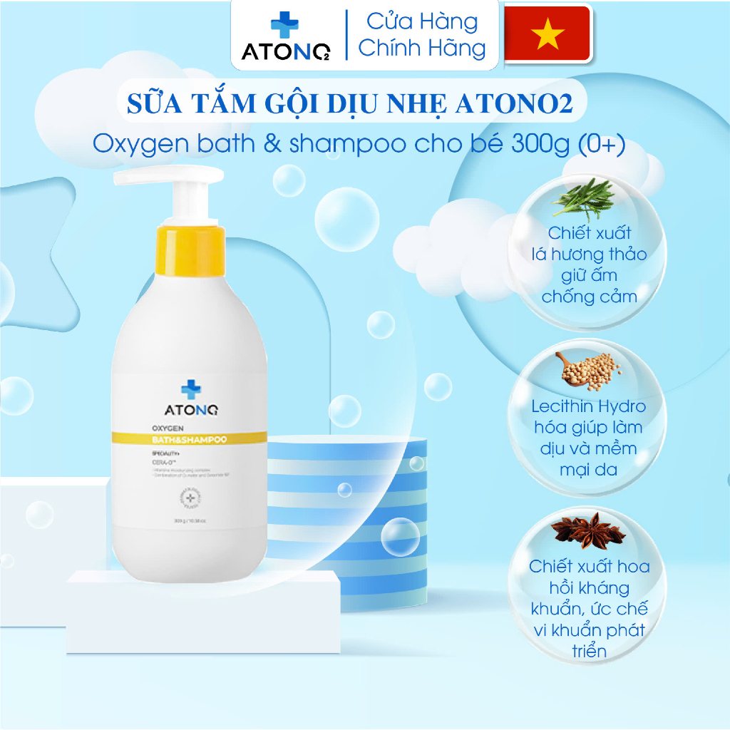Sữa tắm gội chống cảm Atono2 cho bé ATONO2 Hàn Quốc, làm sạch dịu nhẹ, không cay mắt,thành phần tự n