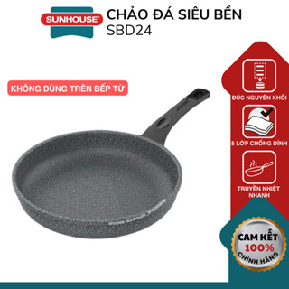 Chảo Đá Chống Dính Nguyên Khối Sunhouse Size 24-30cm SBD 24-30 - Không Từ - Chính Hãng