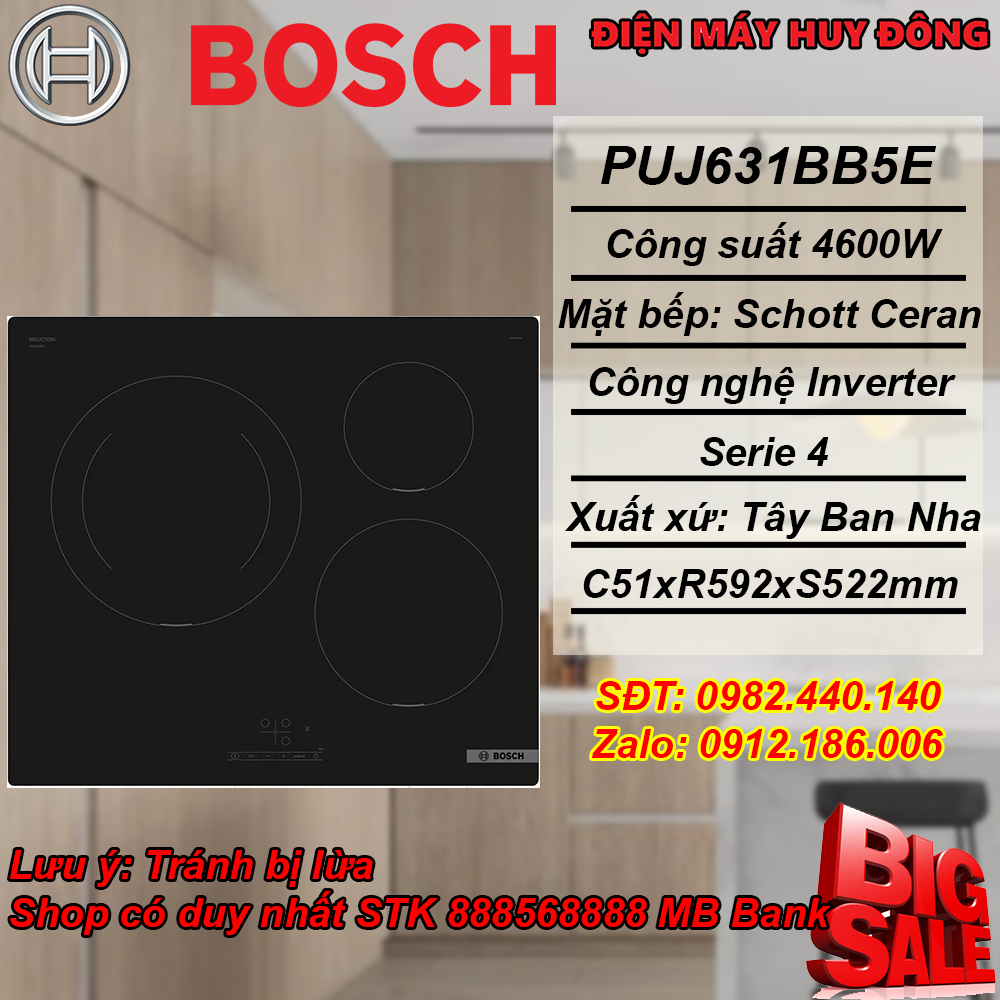 Bếp từ ba Bosch PUJ631BB5E seri 4