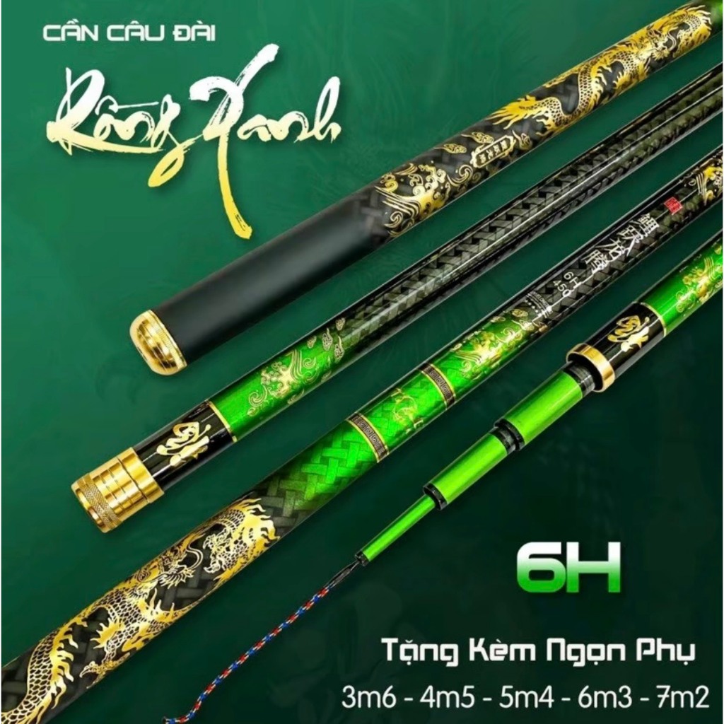 Cần câu tay 6H - Cần câu đơn Rồng Xanh 6H -19i tặng kèm đọt phụ Rin