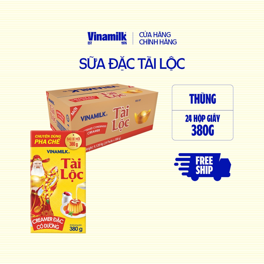  Thùng 24 hộp sữa đặc Vinamilk Tài Lộc - Hộp giấy 380g 