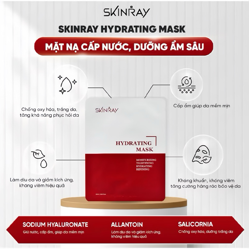 [HSD T3/2027] Lẻ 1 miếng mặt nạ cấp ẩm Skinray Hydrating mask dưỡng ẩm làm dịu da