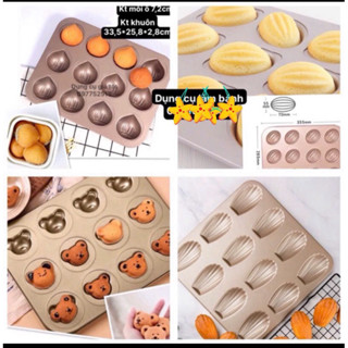 Khuôn nướng bánh chống dính cupcake vỏ sò- hình gấu- thỏ- vịt ( nhiều mẫu- nhiều hình)