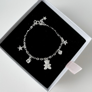  Lắc tay bạc nữ - Lắc tay xinh xắn nhẹ nhàng phù hợp mọi loại tay OCTOBER JEWELRY  Fullbox Pan  