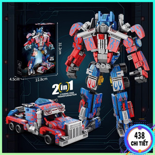 [ 438CT] Bộ đồ chơi lắp ráp Robot biến hình Optimus 2in1, Mô hình lắp ráp Robot Transformers/ Siêu xe đua - Demokids