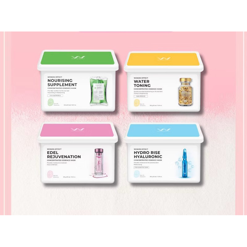 (ĐMN) [ HỘP 30 MIẾNG RÚT ] MẶT NẠ WONJIN EFFECT (xanh lá - xanh dương - hồng - vàng ) 350g