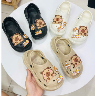 GIÀY SỤC CHO BÉ GÁI HÌNH GẤU Capybara siêu dễ thương đế cao 5cm siêu nhẹ