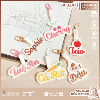 Name tag thêu tên kiểu sticker tránh thất lạc, treo Balo, túi xách, móc khoá...by Peu.peti (ẢNH+CLIP THẬT)