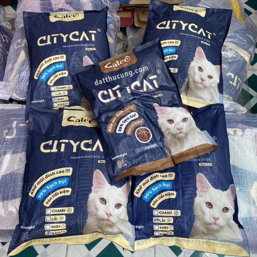 (Tải 7 bao) Cát Vệ Sinh Cho Mèo CityCat 8L (4kg) Khử Mùi, Vón Tốt - Nhiều Mùi