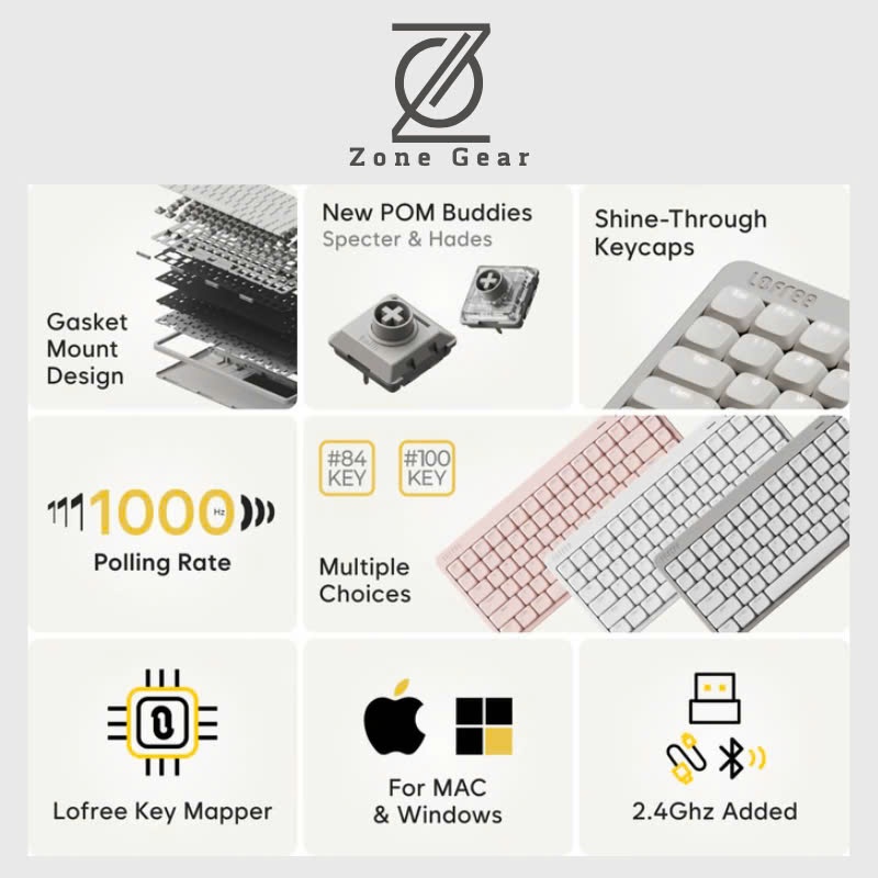 Bàn phím cơ Lofree Flow Lite 3 Mode, Bàn phím cơ Low Profile bán chạy nhất | BigBuy360 - bigbuy360.vn