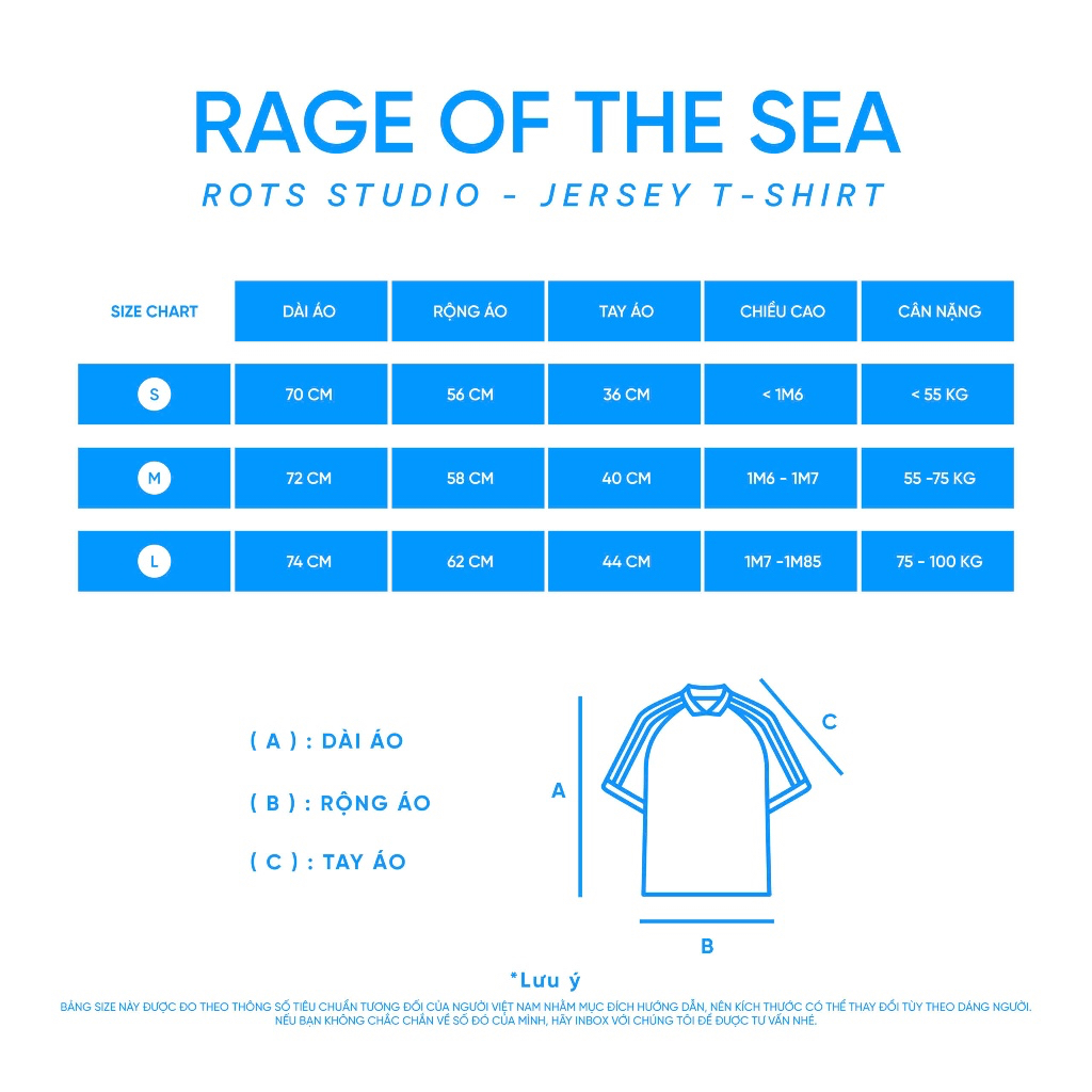 ÁO THUN/T-SHIRT CỔ V FORM UNISEX NAM NỮ LOCALBRAND RAGE OF THE SEA (ROTS STUDIO) -"JERSEY TEE COTTON PHA" | BigBuy360 - bigbuy360.vn