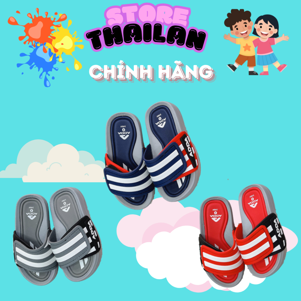 Dép lê thái lan bé trai, dép adda bé trai đi êm bền có họa tiết kẻ mới 31R9V đi êm mềm nhẹ năm 2025