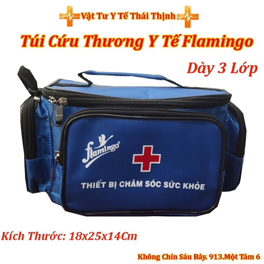 Túi Cứu Thương Y Tế Flamingo Màu Xanh