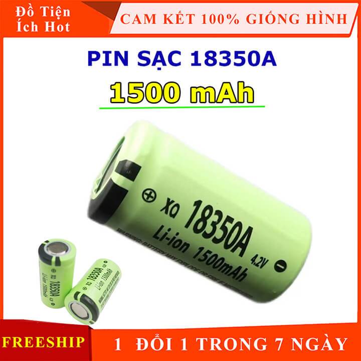 Pin sạc 18350A dung lượng 1500mAh 4.2V dùng cho đèn pin cầm tay siêu sáng X-Balog BL-350X, quạt sạc 