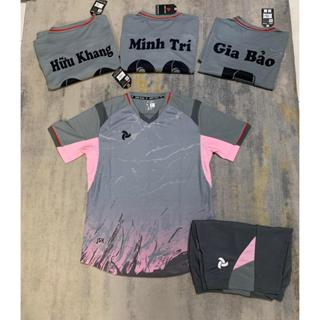 [nhận in tên số] Quần áo đá bóng thể thao nam nữ JSX xám,thun mè cao cấp thoáng mát.