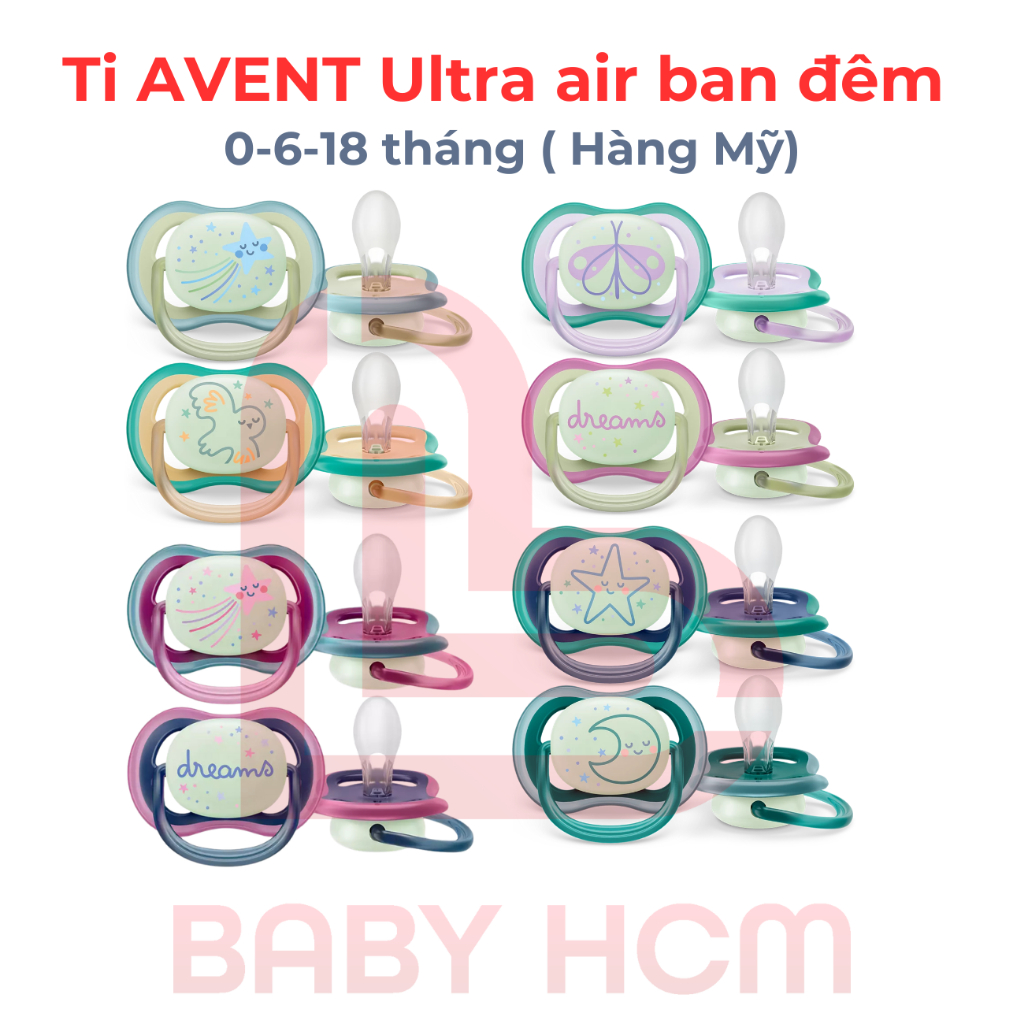 Ti giả  AVENT Ultra Air phát sáng ban đêm cho bé 0-6-18 tháng