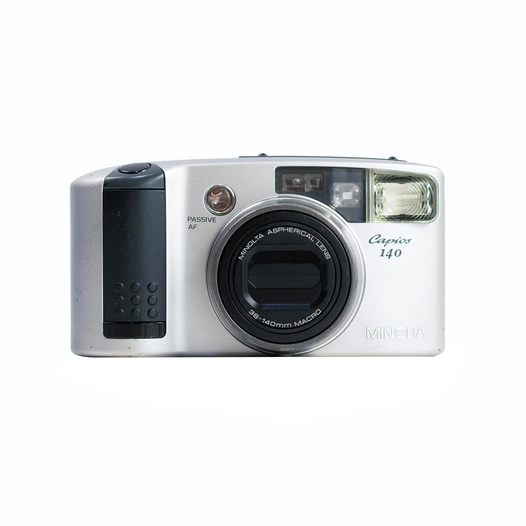 Máy phim film Minolta Capios 140 hoạt động tốt ngoại hình đẹp, màu bạc kính sạch đẹp 96%