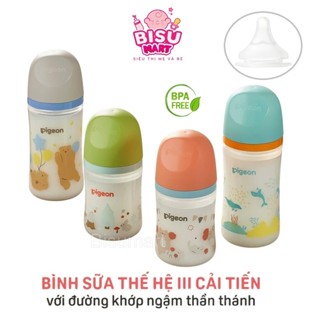  Bình sữa cổ rộng Pigeon cho bé Softouch PP Plus thế hệ 3 160ml 240ml 
