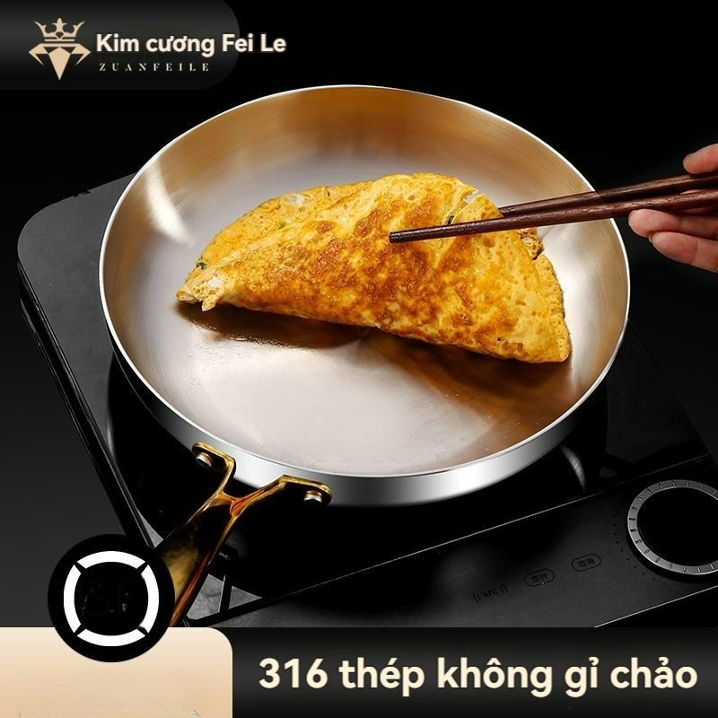 Chảo rán inox 316 Chảo phẳng chống dính Đa năng dùng cho gia đình