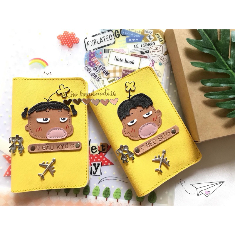 (chat chốt tên-chọn màu) Vỏ hộ chiếu Quỳnh aka, passport cover, bọc hộ chiếu, bao da hôn chiếu