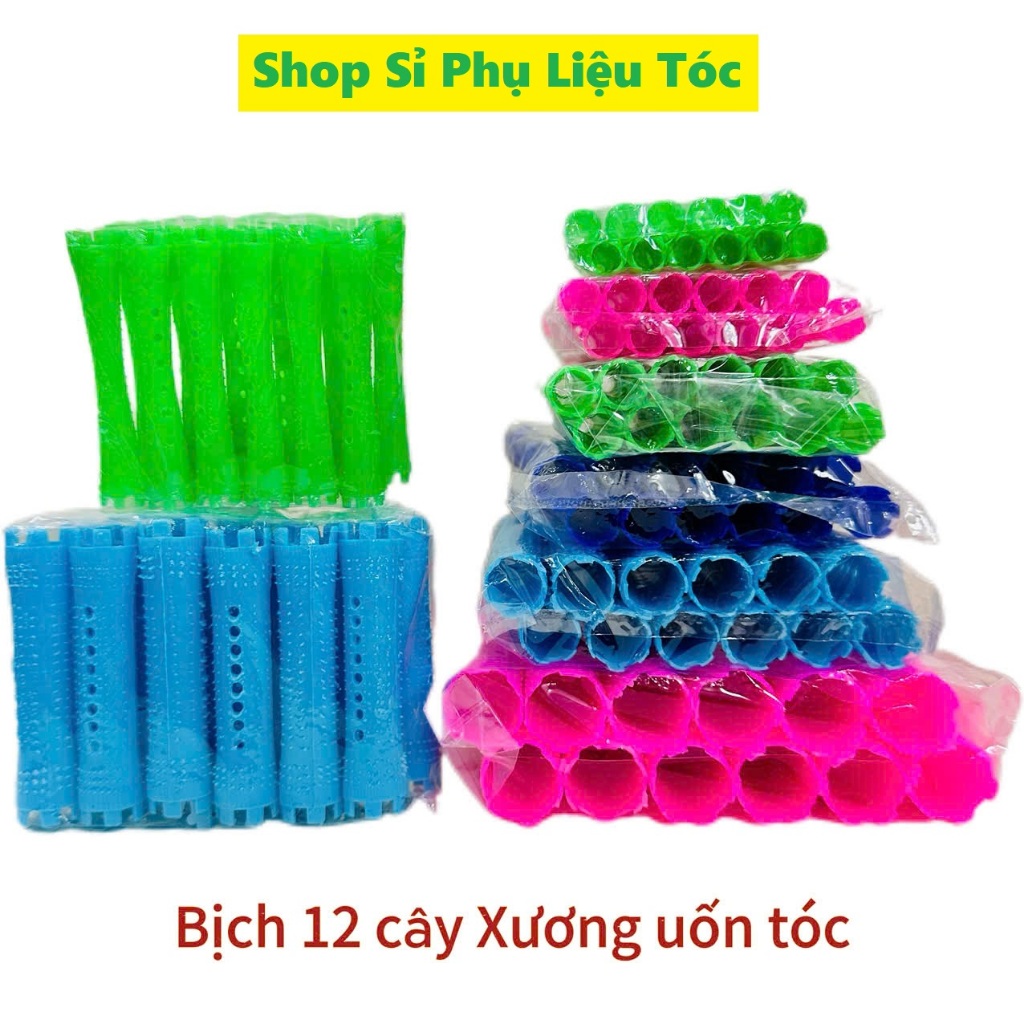 [Bịch 12 cây] Ống lô uốn tóc, Xương uốn tóc lạnh nhiều size (Giao màu ngẫu nhiên)