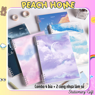 {SALE XUYÊN TẾT} Bìa Sổ Còng Nhựa CLOUDY Thay Được Giấy Size A5 B5 Tự Làm Vở/Binder Tập Refill Peach Home A4 A6 Cute Rẻ