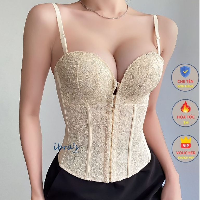 Áo Ngực Quây CORSET Định Hình Eo Thon Gọn Nâng 3CM iBra, Áo Corset Cúp Nâng Ngực Tạo Khe Sexy iBra's