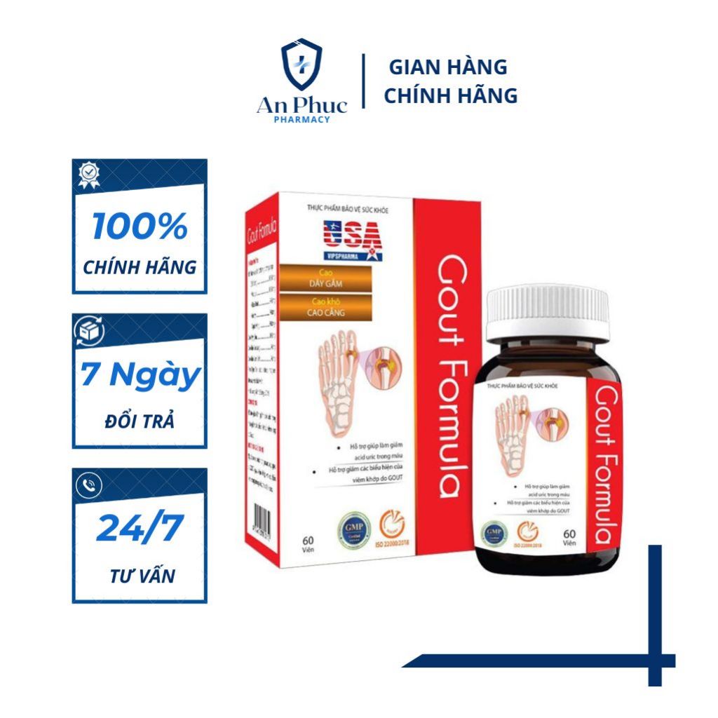 /CHÍNH HÃNG/ Gout Formula Hỗ trợ giảm các biểu hiện của viêm khớp do gout, giảm acid uric máu