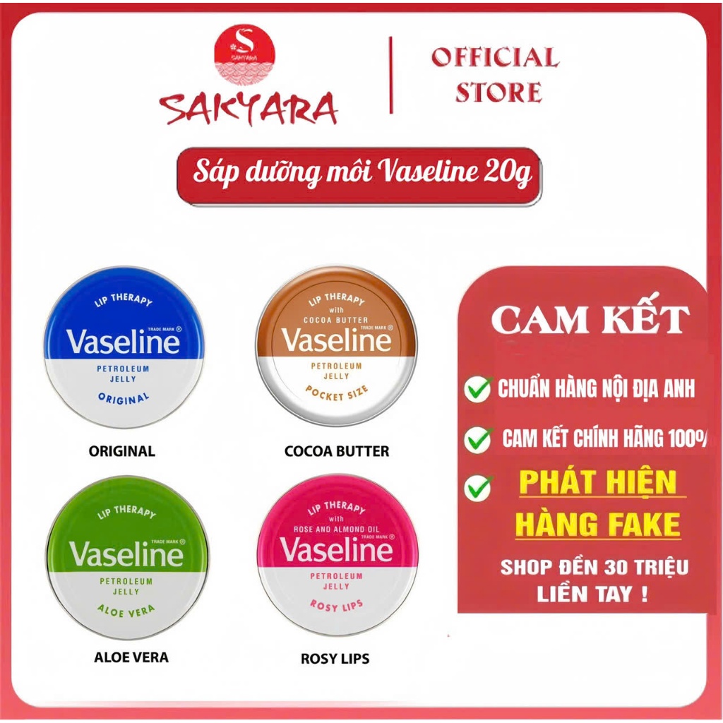  Sáp dưỡng môi Vaseline Lip Therapy 20g hộp thiếc 
