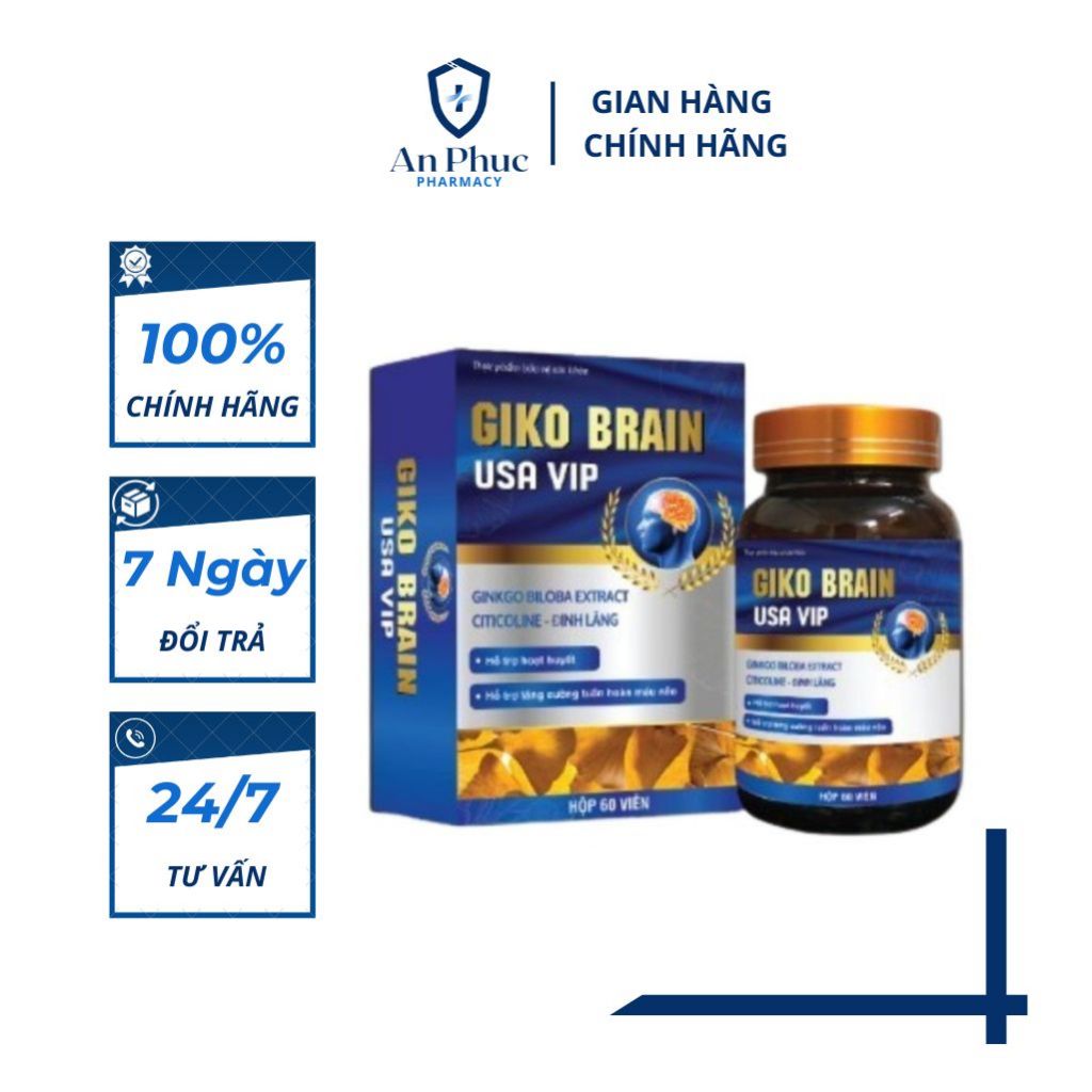 /CHÍNH HÃNG/ Giko Brain USA VIP Hỗ trợ thiểu năng tuần hoàn não, mất ngủ, tiền đình