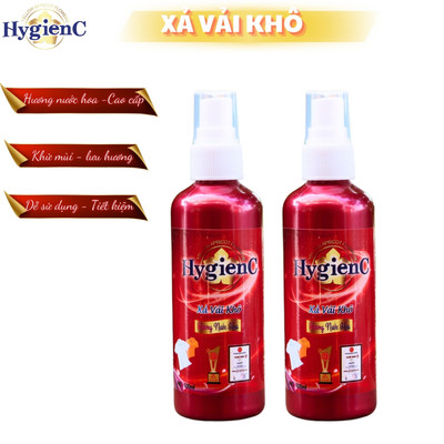 [Đỏ] Combo 2 chai nước xả vải khô HygienC dạng xịt - Dung tích 100ml - XVK2Đ