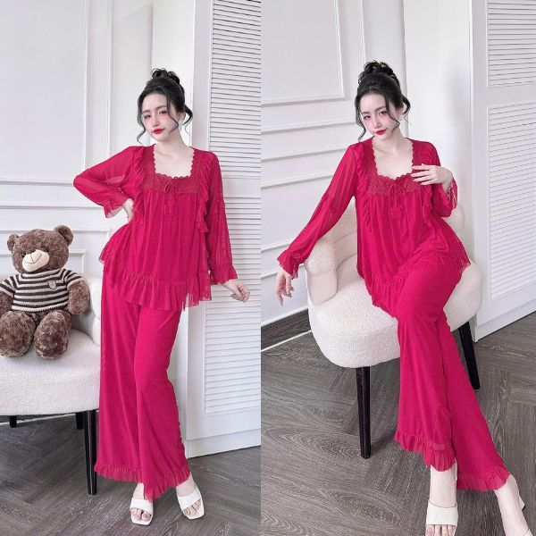 Đồ Ngủ Nữ Tiểu Thư Quần Dài, Đồ Ngủ Bigsize Lưới Thun 2 Lớp Mềm Mịn 70kg | BigBuy360 - bigbuy360.vn