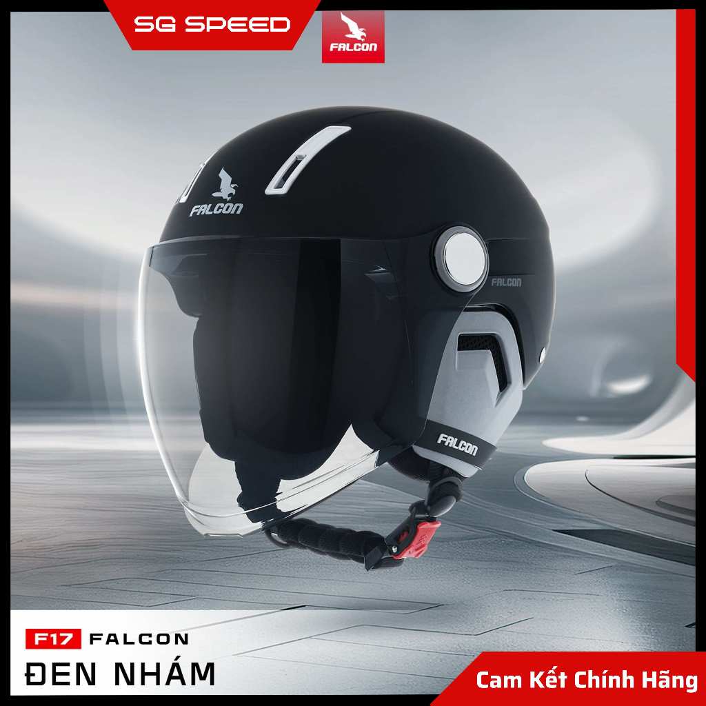 [Hỏa Tốc HCM] Nón Bảo Hiểm Nữa Đầu Falcon F17 Chính Hãng
