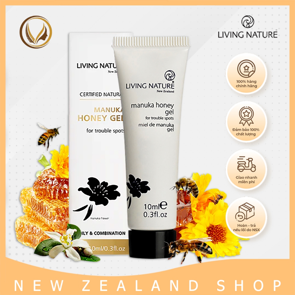 Gel xóa mụn, ngừa thâm sẹo New Zealand Living Nature Manuka Honey Gel 10ml
