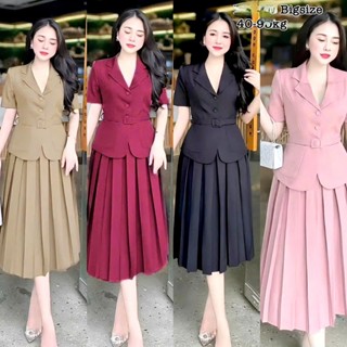 Thời Trang Nữ Bigsize 50-95Kg Set Áo Vest Dây Nịt Kèm Chân Váy Thiết Kế Dự Tiệc Giá Rẻ