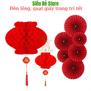 Đèn lồng giấy đỏ treo lễ tết Siêu Rẻ Store Lồng đèn nylon chữ Phúc trang trí trung thu chống thấm