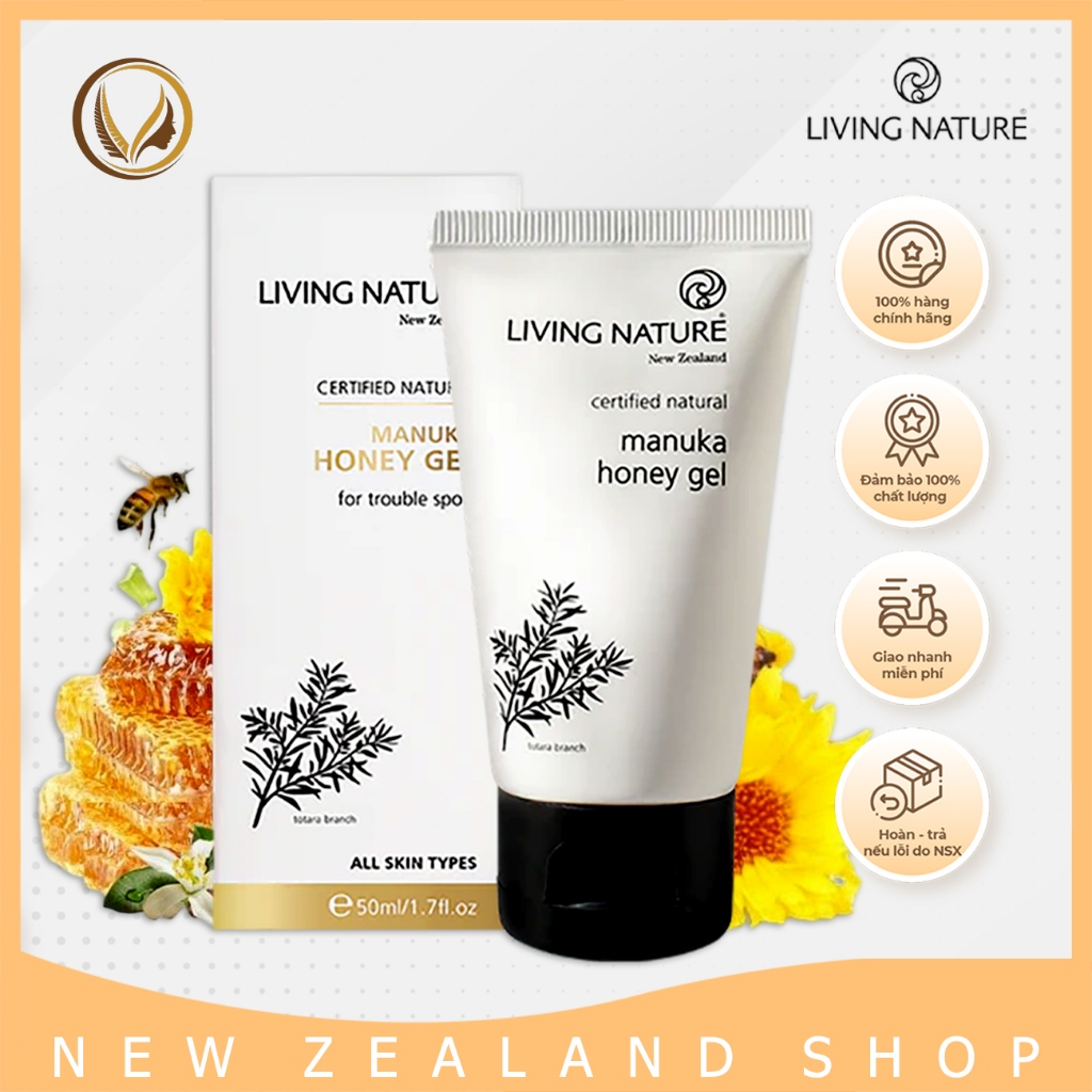 Gel xóa mụn, ngừa thâm sẹo New Zealand Living Nature Manuka Honey Gel 50ml