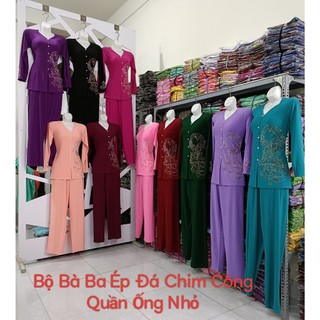Bộ Bà Ba Hoa Đá Quần Ống Nhỏ