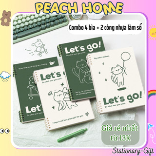 {SALE XUYÊN TẾT} Bìa Sổ Còng Nhựa LET’s GO Thay Được Giấy Size A5 B5 Tự Làm Vở/Binder Tập Refill Peach Home A4 A6 Cute