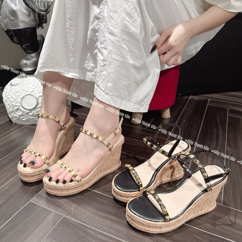 Sandan xuồng 2 quai mảnh đính nút cao 9 phân (D0172)