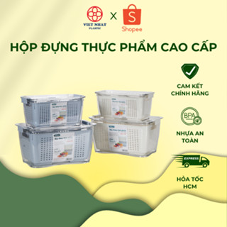 Bộ 2 hộp thực phẩm Hokori cao cấp, hộp tủ lạnh có nắp và rổ ráo nước, hộp đựng trái cây
