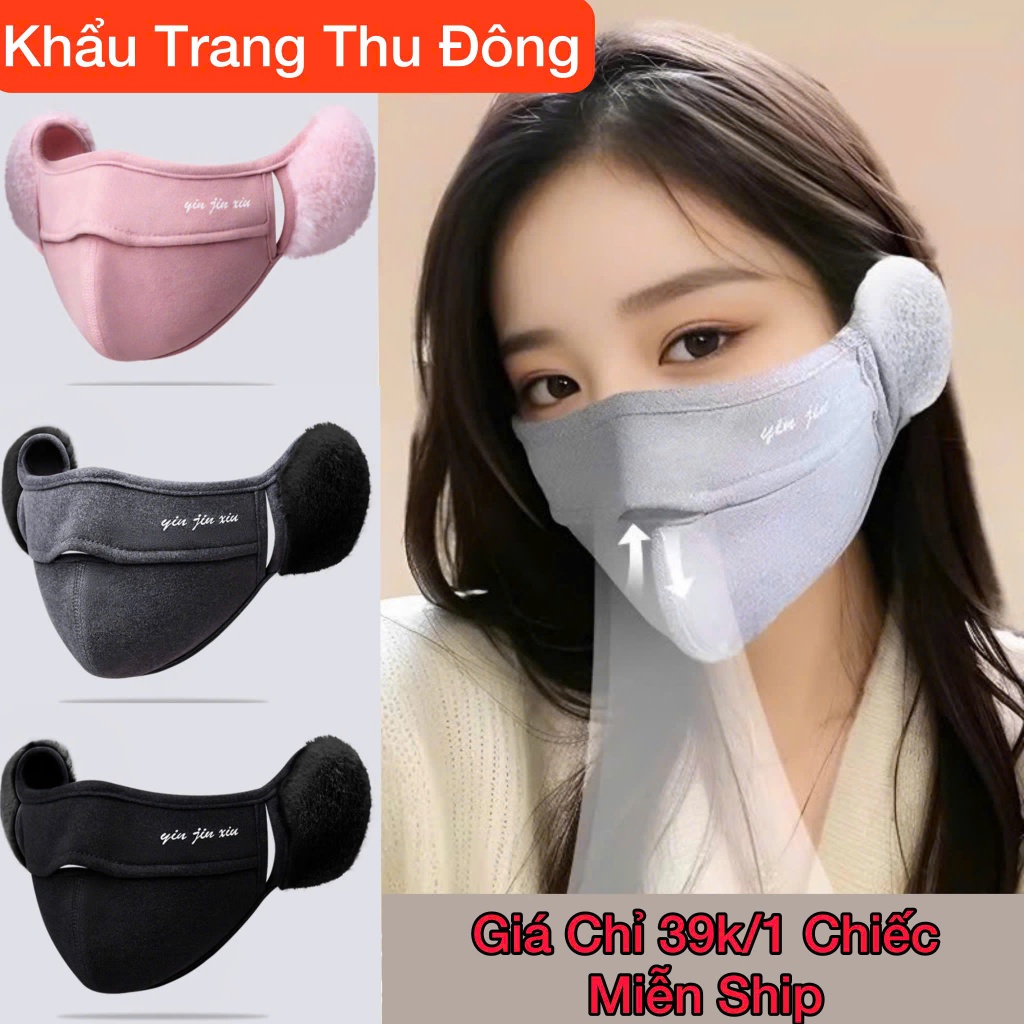 Khẩu trang vải, khẩu trang thu đông, khẩu trang bịt tai, khẩu trang chống tia uv, khẩu trang nam nữ