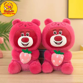  Gấu Bông Lotso Đội Mũ Ôm Dâu 23cm - Thú Nhồi Bông Gấu Dâu Cao Cấp Gấu Bông City 