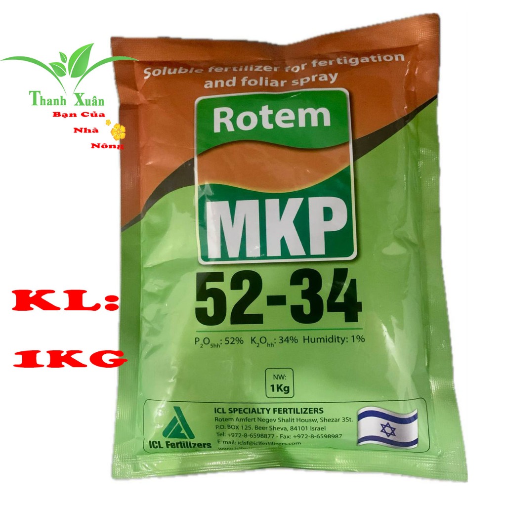 MKP 0-52-34 ( ISRAEL ) Kích Hoa Nghịch Vụ - Phân Hóa Màm Hoa Gói 1kg