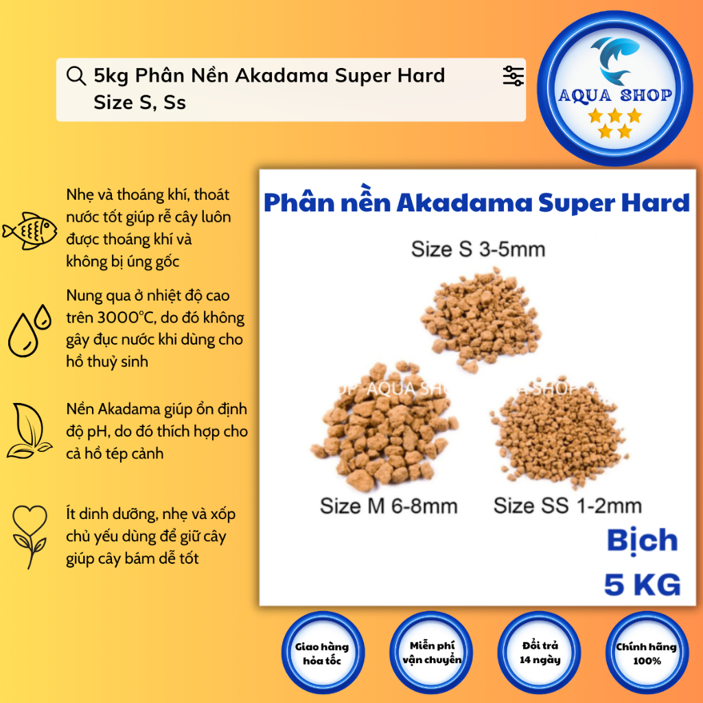 5kg Phân Nền Akadama Super Hard  Size S, Ss