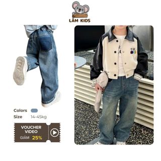 Quần Jean Ống Suông Cho Bé Túi Sau 2 Màu Quần Bò Ống Suông Bé Gái Lâm Kids QD5