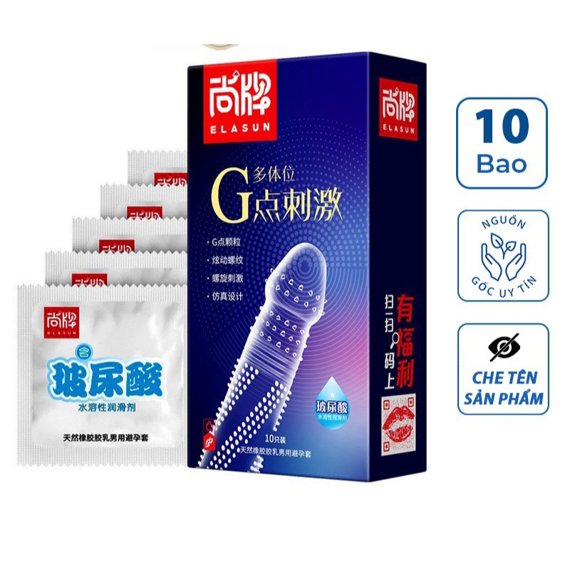 Bao cao su gai to toàn thân xoắn ốc Elasun hộp 10 cái