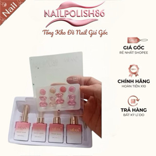 Sét Sơn gel Thạch Nhũ Hồng Milan 4 màu ( tặng bảng màu MeKa ) sơn móng