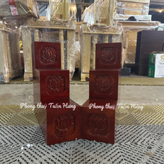 ( Giá 1 cặp) Bục tam cấp kê ban thần tài hoa sen mặt gỗ xoan, ảnh thật , hàng sẵn kho