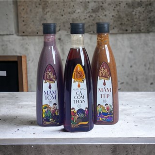 Combo 3 chai Nước Mắm Cá Cơm Than 40N  500ml, Mắm Tôm 650g, Mắm Tép 650g đặc sản Ba Làng Foods